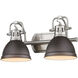 Duncan 2 Light 17 inch Pewter Bath Vanity Wall Light in Rubbed Bronze